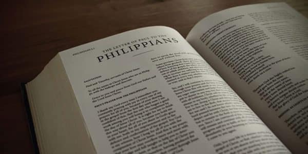 Image of the Bible opened to the book of Philippians