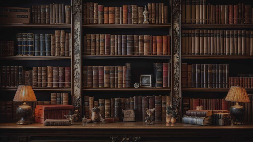 Image of a study desk inside a library
