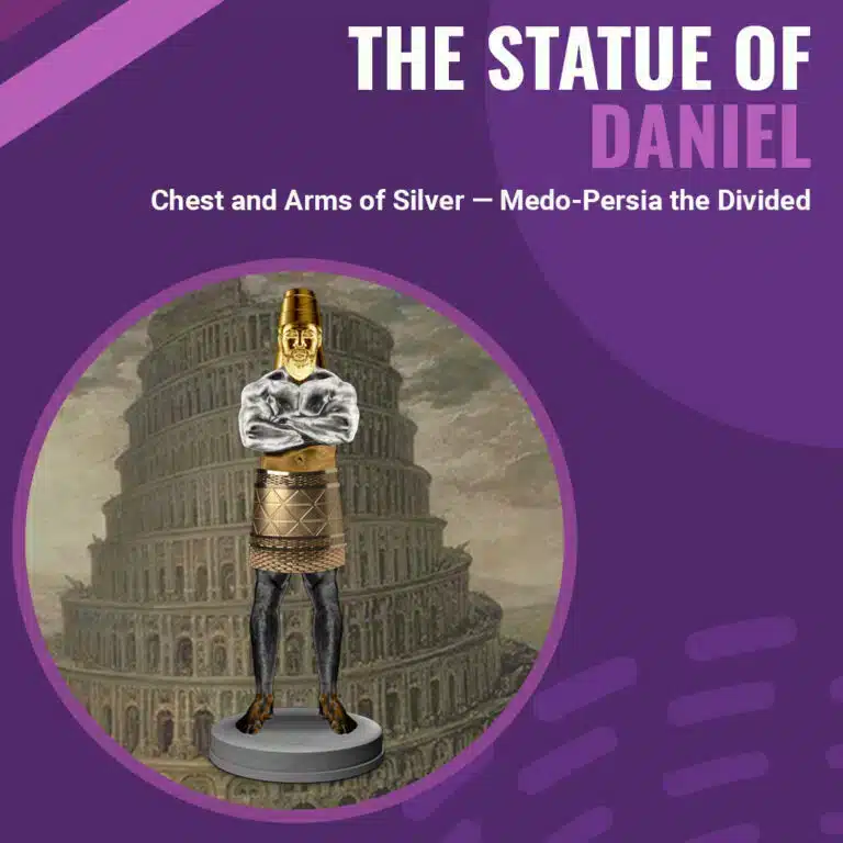 Cover artwork for series on statue of Daniel. Chest and Arms of Silver