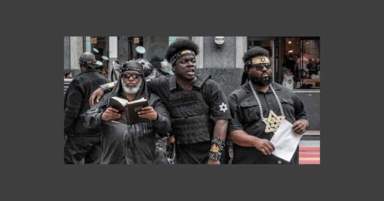 Image showing angry black Hebrew Israelite members spreading deception