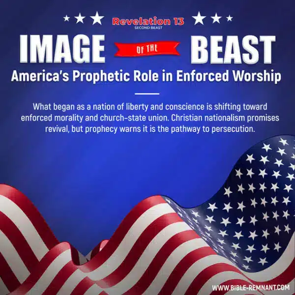 American flag with the words Image of the Beast and Revelation 13