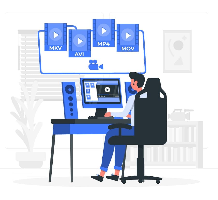 Graphic for the Bible study page showing a guy working on videos