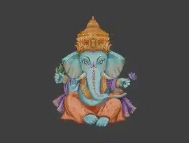 babylonian hinduism ganesha figure on gray background