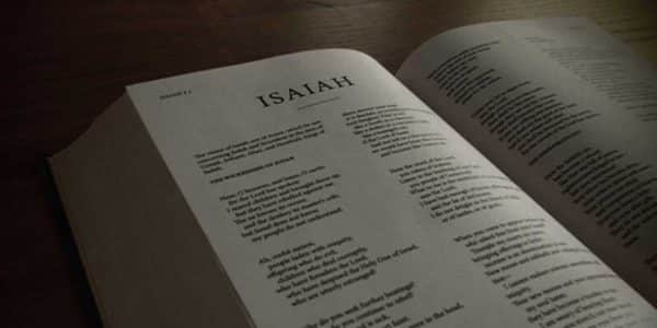 Image of the Bible opened to the book of Isaiah