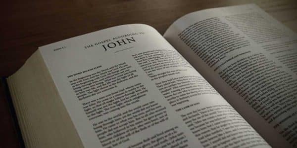 Image of the Bible opened up to the book John