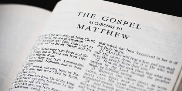 Image showing a Bible open to the book Matthew
