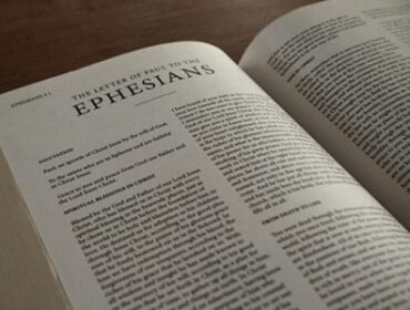 Image of the Bible opened to the book Ephesians
