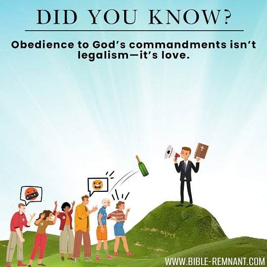 People throwing items at preacher talking about Gods eternal law, the 10 Commandments