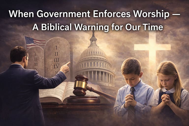 Image showing government starting to force worship at the state level and schools