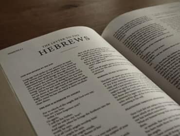 Bible opened to the book of Hebrews