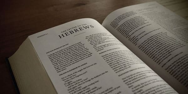Bible opened to the book of Hebrews