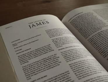 Bible opened up to the book James
