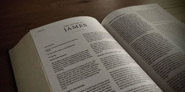 Bible opened up to the book James