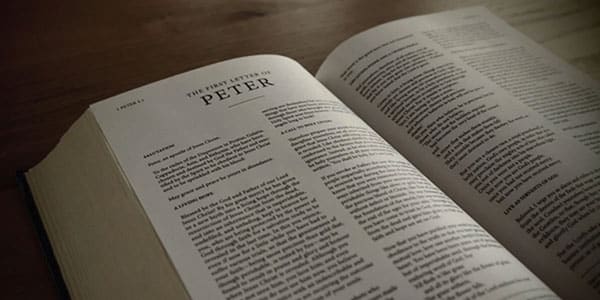 Bible opened to the book Peter