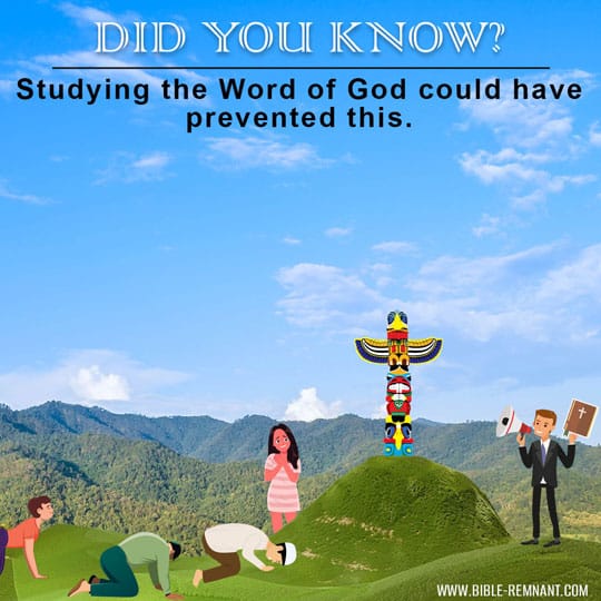 Image of people bowing before an idol