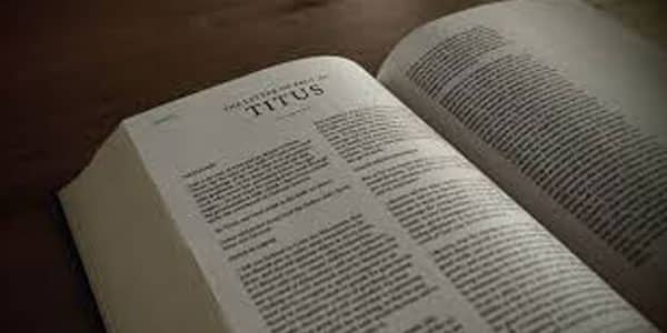 Bible opened to the book Titus