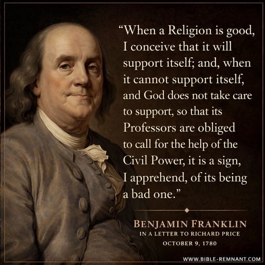 Quote by Benjamin Franklin on religion