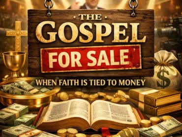 Cover artwork for article titled: The Gospel for Sale