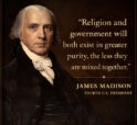 Image of James Madison and his quote on Religion and Government Power