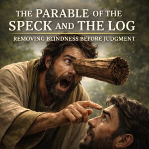 Cover artwork for article on the Parable of the Speck and the Log