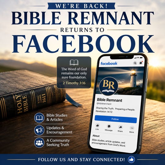 Image with text saying Bible Remnant back on Facebook