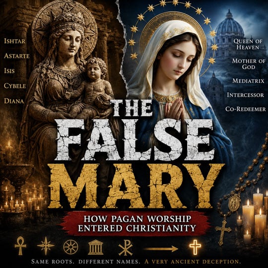 The False Mary – comparison of the biblical Mary with later Queen of Heaven traditions, ancient pagan mother goddess imagery, and the rise of Marian devotion in Christianity